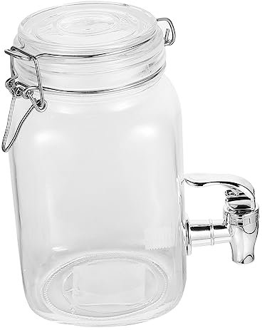 Mikinona Glas Getränkespender Mit Wasserhahn 1,5l Lebensmittel Dichtungsdeckel Küchen Saftbehälter Für Haushalt Und Frischhaltung