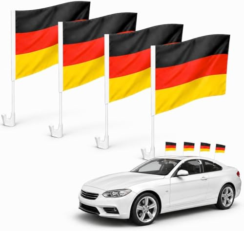 12x Autofahnen Autoflagge Deutschland Auto Autofahne Fahne Flagge Deutschland Fanartikel für Fußball WM 2026 (3 x 4 Sets)