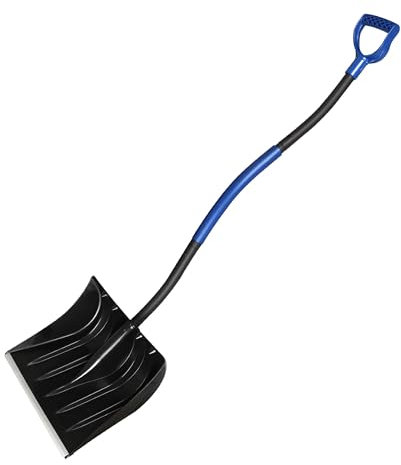 ORIENTOOLS Schneeschaufel für Schneeentfernung mit D-Griff, Stahlgriff und PP-Kopf mit langlebigem Aluminiumkantenblatt, Schaufel mit großer Kapazität für Garten Auto Camping Outdoor