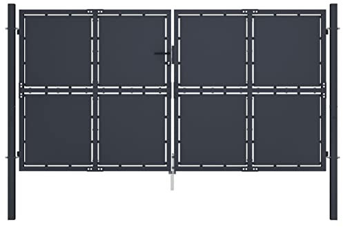 qohoio Gartentor Doppelstabmattenzaun Tor Garten TüR GartentüRen Stahl 300×200 cm Anthrazit
