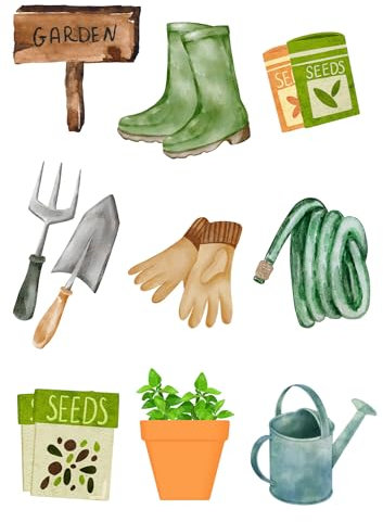 Edible print Garden Plants theme Cake topper set cake decorations wafer/icing paper UNCUT - Birthday - Retirement - Gardener (Icing paper)