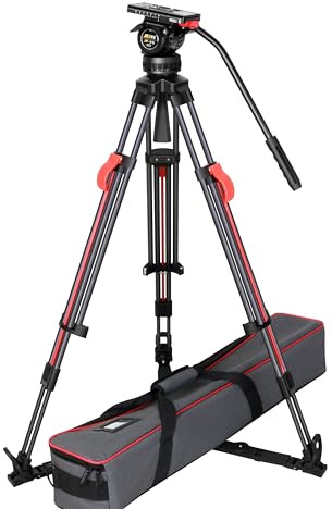 JIEPAI 6KG 70“ Professional Carbon Fiber Video Camera Tripod Kit One Touch Tripod Leg 75mm Fluid Head V6 CF-S Broadcast Tripod Fast Locking Tripod