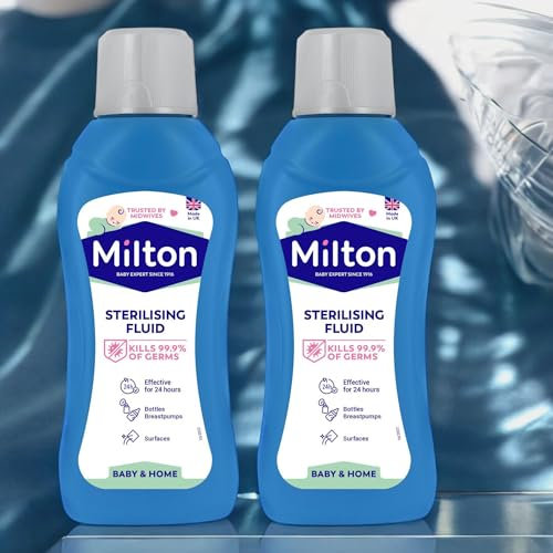 2 x 500ml Miĺton Sterilising Fluid – Baby Bottle Cleaner & Cold Water Steriliser, Ideal for Breast Pumps, Soothers, Toys, and Surfaces with Anti-Germ Protection