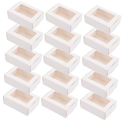 30 Stück Kleine Schachteln aus Kraftpapier, Weiße Seifenverpackungskartons | Sichtfenster, für Schmuck und Party Treats, Leicht und Tragbar Geschenkkarton Klein