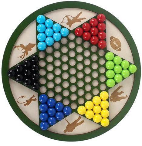Yuemeuy Jeu de Dames Chinoises,Jeu de Société en Bois de Dames Chinoises - Jouet De Stratégie Multijoueur Stimulant pour Étudiants Adultes Filles Garçons Soirées en Famille Et Jardin