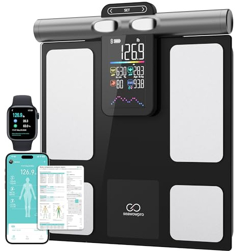 Scale for Body Weight Digital Bathroom Scale with 8 Electrodes, 28 Body Datas Dual Frequency BIA Measurement Smart Weight Scale Compatible with iOS & Android, Max 396lb/180kg/28st