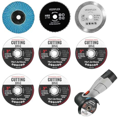 AMSGANK Dischi da taglio da 76 mm, 8 dischi per smerigliatrice angolare, set di dischi da taglio adatti per smerigliatrice angolare da 10 mm, per metallo, legno, pietra, plastica e rettifica