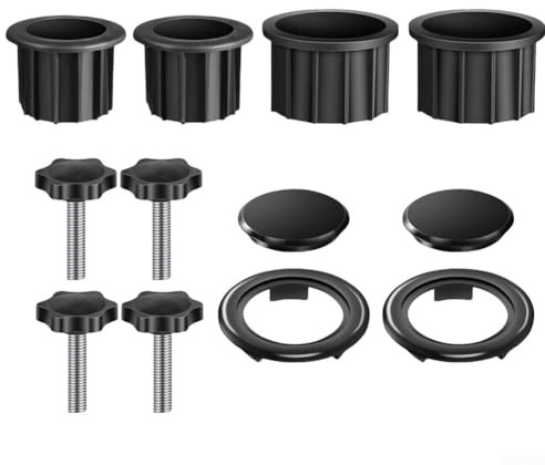 Yuanpgky Kit stabilizzatore per ombrellone da patio con anelli di riduzione da 38 mm e 48 mm, fili M8 e coperture per fori, accessori per staffa di base per ombrellone da giardino all'aperto