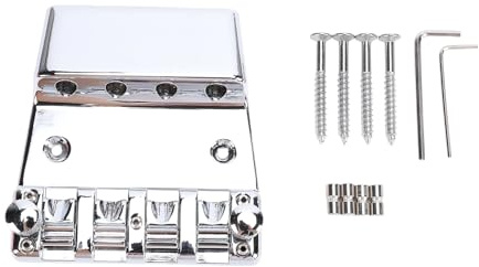 ANGGREK Bass Saitenhalter, Saitenhalter Montage 4-Saiten Bass Steg Zinklegierung Tailpiece mit Präzisions-Schlitzdesign für Jazz Bass