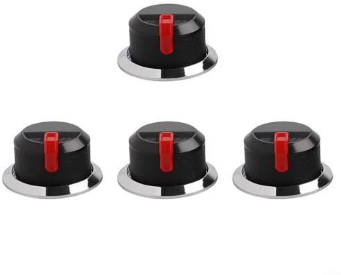 Herd- und Grill-Kontrollknöpfe, 58 mm Durchmesser, 4 Stück, mit ergonomischem Design und robuster Kunststoffkonstruktion für häufigen Gebrauch (schwarz + rot)