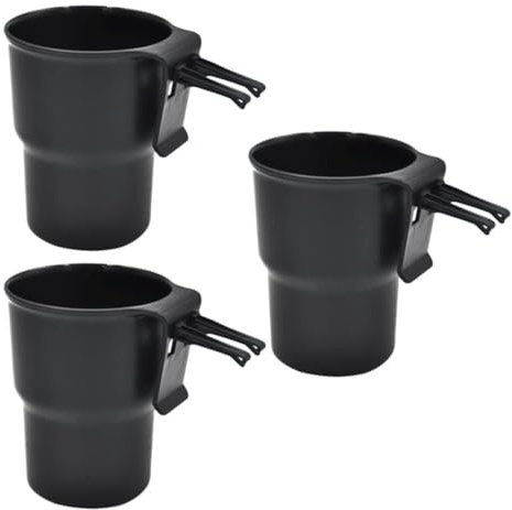 Ipetboom Lot de 3 Porte-Gobelets Multifonctions Voiture en PP Noir Boîte de Rangement Compacte Poubelle Intégrée Clips de Fixation Faciles pour Téléphone Bouteilles et Accessoires Auto