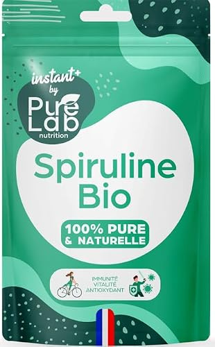 Spiruline BIO - 60 Comprimés Vegan - Jusqu'à 21% Phycocyanine et 69% Protéines - Séchée à Froid - Antioxydant, Energie, Immunité - Format de poche (découverte, voyage, travail, cadeau, etc.)