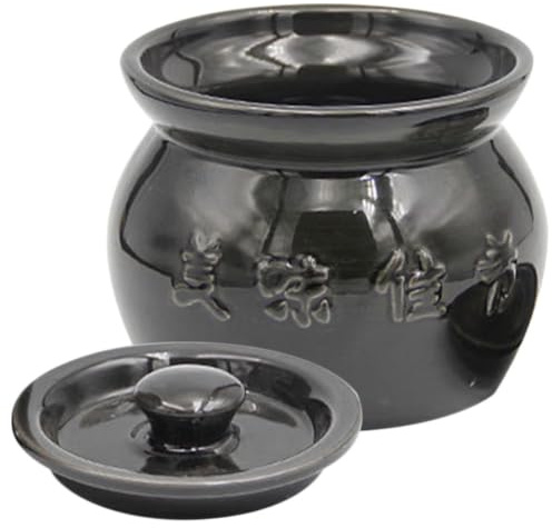 VALICLUD Marmite en Céramique Noire 400ml pour Soupe Mijotée, Casserole Résistante aux Brûlures, pour Hôtels et Cantines