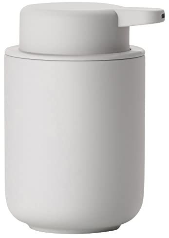 Zone Denmark Ume Seifenspender für Flüssigseife, Steingut/Keramik mit Soft Touch-Beschichtung, Skandinavisch im Design, 250 ml, Höhe 12,8 cm, Soft Grey (Grau)