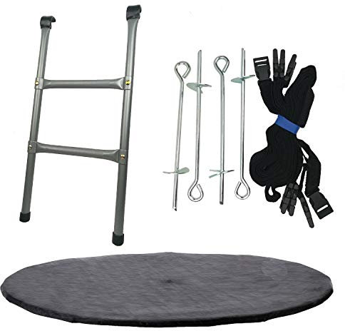 CZON SPORTS Unisex-Youth Leiter + Sauberkeitsabdeckung + Verankerungsset für Trampoline, Grau/Schwarz, 300 cm