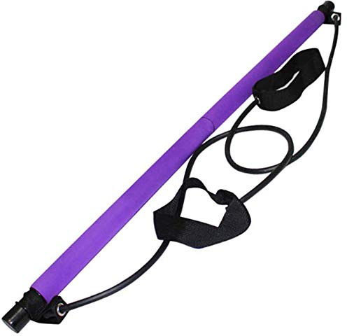 KUANDARMX Stark Pilates Stick Bar Kit Yogastange mit Fußschlaufe Sportgerät Fitnessgeräte Brust Expander Home Gym Yoga Pilates Anwesend, Purple