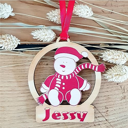 Gravure Events Christbaumkugel mit Namen - Personalisierte Weihnachtskugel Holz mit Name. Personalisiertes Geschenk. Inklusive Farbband zum Aufhängen – Weihnachtsbaumkugeln DS3