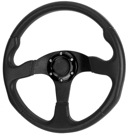 350mm/14 pollici Volante sportivo per auto Piatto profondo 6 bulloni Sterzo modificato universale(Nero)