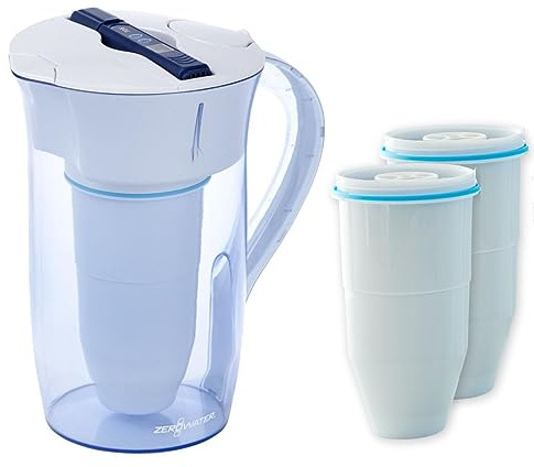 ZeroWater kombo Vattenfilter 2,4 L 3 vattenfilterpatroner ingår, gratis vattenkvalitetsmätare, BPA-fri och certifierad för att minska mängden bly och andra tungmetaller