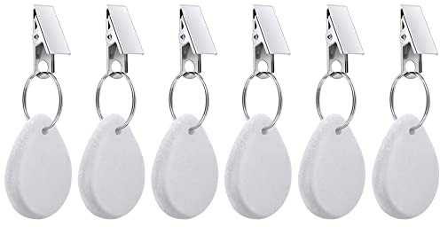 Tablecloth Weights Hangers, Tablecloth Pendant Stone Table Cover Weights with Metal Clips for Outdoor Party Picnic Table Decoration (White, 6pcs)