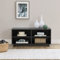 [en.casa] Mobile da Soggiorno su 4 Ruote (LxPxA) 90 x 35 x 41 cm Mobiletto Multiuso per Camera/Ufficio - Mobile Porta TV con 4 Scomparti - Nero Opaco