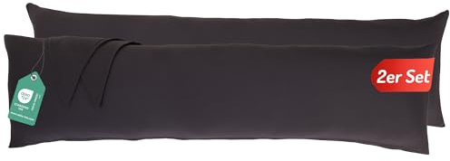 Livessa Seitenschläferkissen Bezug 40 x 145 (2er Set) - Verdeckter Reißverschluss an der Langen Seite,%100 Baumwolle Jersey Stoff, Oeko-Tex Zertifiziert, Ultra weich und atmungsaktiv