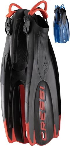 CRESSI Maui Fins Black/Red Div_Cen S/M - Pinne Regolabili Unisex destinate a Immersioni, Snorkeling, Nuoto, Training Acque Libere e Piscina, Nero/Rosso Div_Cent, S/M (38/41)