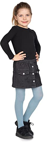 LORES Flickstrumpbyxor av akryl skoluniform barn varma strumpbyxor tjocka fötter tillbehör dansbalett, jeans, 134/140 cm