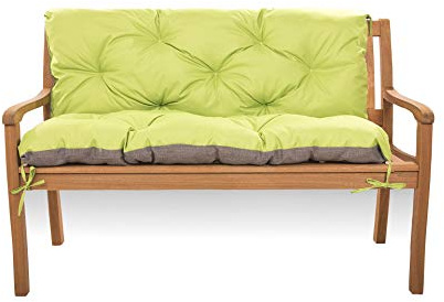 Cojín para columpio de Hollywood, resistente a la intemperie, cojín de banco para exteriores, columpio de jardín, cojín con respaldo (150 x 50 x 40 cm, lima)