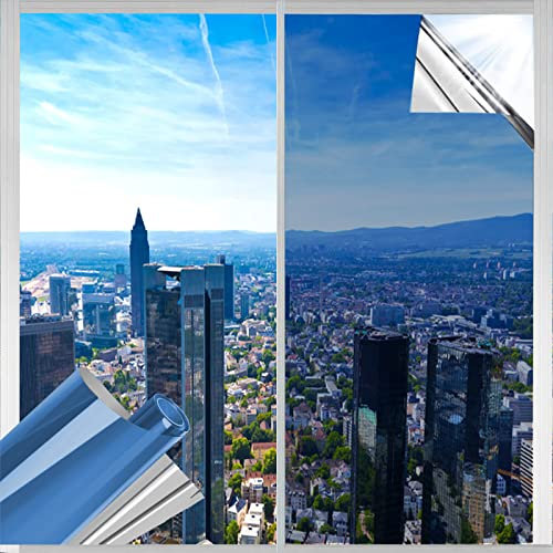 Spiegelfolie Fenster Sichtschutz Selbstklebend Fensterfolie Wärmeisolierung Reflektierende Dachfenster Folie Sonnenschutzfolie UV-Schutz Innen oder Außen für Haus Geschäfte Büro