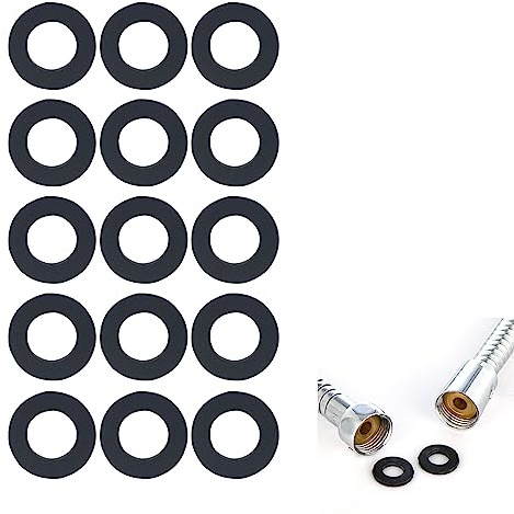 15pcs Black Shower Hose Washer,ShowerHose Connector Washers,1/2 Inch Hose WasherSeal Washer Tap Sealing Rings Shower Head Washers Rubber WashersSeals for Shower Head and Hose Connecting