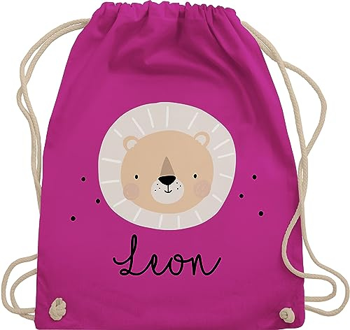 Turnbeutel Rucksack - Süßes Löwenmotiv Geschenk Löwe Geschenke Löwen I König der Tiere - Unisize - Fuchsia - personalisierter beutel wechselkleidung personalisierte kindergartentasche tier