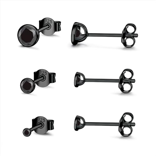 Damen Ohrstecker Silber 925-3 Paar Klein Sterling Silber Ohrstecker Ohrringe Set mit Zirkonia Knorpel Funkelnd Unendlichkeit Ohrstecker Schmuck für Oktoberfest Damen Herren Geschenke 2/3/4mm