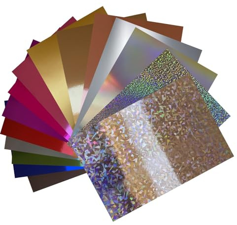 ASENME Mega paquete de cartulinas metalizadas, 15 colores tamaño A4 Cartulinas (15 Colores, A4/15 Unidades)