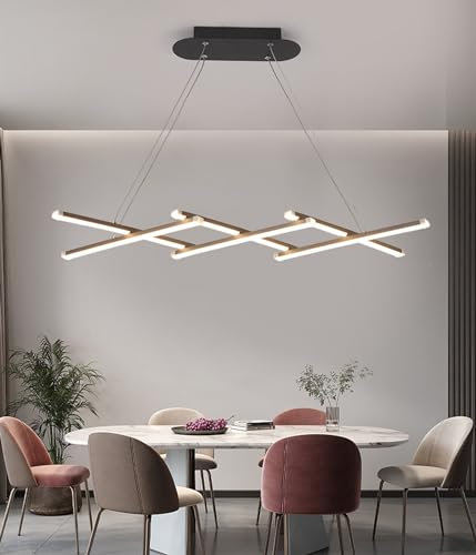 DDYY dimmbare LED Pendelleuchte Esstisch schwarz Moderne Hängeleuchte mit Fernbedienung Pendellampe höhenverstellbar Kronleuchter Lampe für Küche Esszimmer Leuchte Hängender (schwarz, L80CM)