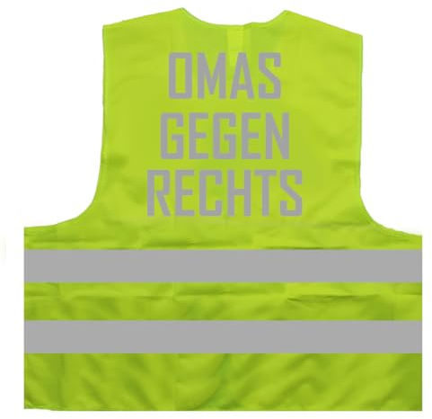Omas gegen rechts Warnweste BZW. Signalweste mit reflektierendem Aufdruck - Größe S/M, gelb