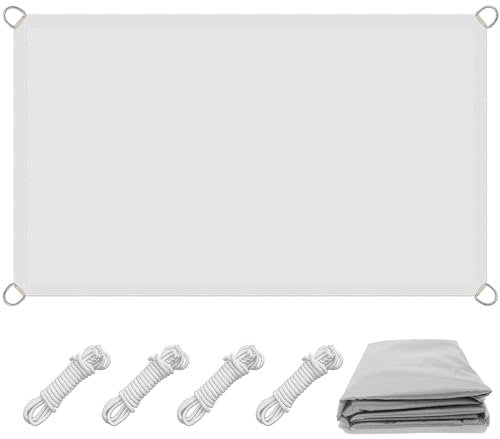 Tenda a Vela Vela Ombreggiante 4 x 6 m Impermeabile Anti UV Telo Ombreggiante di Protezione Solare con Fune per Giardino,Pergola, Bianco