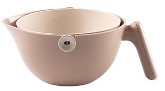 Schevem Küchensieb, Schüssel mit Siebeinsatz,Tragbarer Siebkorb,Sieb herausnehmbar 2 tlg. Nudelsieb, Obst Gemüse Waschschüssel, doppellagige Schüssel mit kugelgriff (Kaffeefarbe)