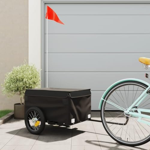 JUDYY Lastenanhänger für Fahrrad Schwarz 30 kg Eisen, Fahrradanhänger, Lastenanhänger Fahrrad, Anhänger Fahrrad, Lastenanhänger Für Transport - 94080
