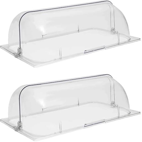 Roll Top Chafing Dish Cover, Full Size Chafing Dish Lid Clear Food Display Cover Plastic Dessert Cake Exhibition Cover Bakery Pan, 2
