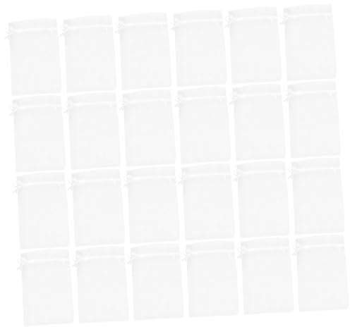 IWOWHERO Organzabeutel als Geschenktüte 50 Stück mit Kordelzug Weiße Feinmaschiges Material Multifunktional und Einfach zu Verwenden für Geburtstag und Schmuck