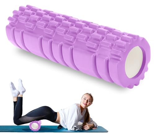 OAKENCREST Rodillo para Masajes Musculares, Fitness Foam Roller, Rodillo Masajeador, Cilindro de Espuma para Fitness, Terapia con Foam Roller, Rodillo de Pilates y Yoga 30×8cm (Morado)