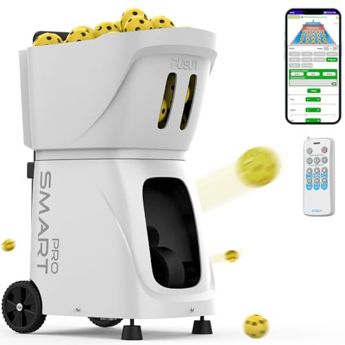 PP-Smart PRO-Portable Pickleball-Maschine mit internem Rotationsmechanismus, APP Smart Control, wiederaufladbar, 80-Ball Kapazität, Topspin & Backspin, zufällige & feste Modi, automatischer Ballwerfer