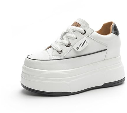 AONEGOLD Compensées Chaussure Femme Plateforme Baskets de Sport Casual À Lacets Mode Chaussures Cuir Talon de 9 cm à L'intérieur Hausse