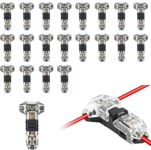 HAPPOW 20 Stück T-Verbinder - Kabel Steckverbinder, Abzweigverbinder Kfz für Steckverbinder 12v, t-abzweigverbinder, Schnelle Auto Kabelverbindungen 12V für 18-22 AWG Kabel Crimp