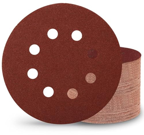 Sztaoip 100 Stück Schleifscheiben 125mm Klett, 120 Körnung 125 Schleifpapier 8 Loch Schleifblätter Runde Exzenterschleifpapier