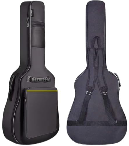 GIGKOUKI Acoustic Guitar Bag Gig Bag 0.35 In Thick Padding for 39 40 41 Inch Acoustic Guitar Classical Water Resistent Dual Adjustable Shoulder Strap Guitar Case Soft with Back Hanger Loop