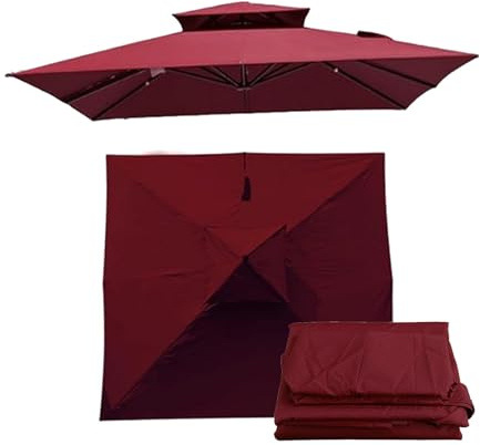GLikur 300x300cm Telo di Ricambio per Ombrellone Quadrato, Tessuto di Ricambio per Ombrellone Quadrato, Copertura di Ricambio per Ombrellone da Giardino(Wine Red)
