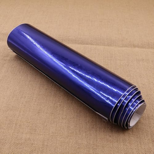 Película de vinilo de espejo cromado brillante para automóvil, camión, barco, 3 capas de protección y diseño elástico, 150 x 30 cm, color azul oscuro