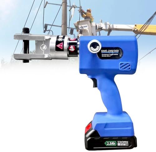 OZBME Pince à sertir hydraulique pour câbles électriques, sertisseuse de cosses, kit de cosses de Fils électriques 80 KN, avec moules 10/11 et 2 Batteries Amovibles, B ()